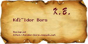 Káldor Bors névjegykártya